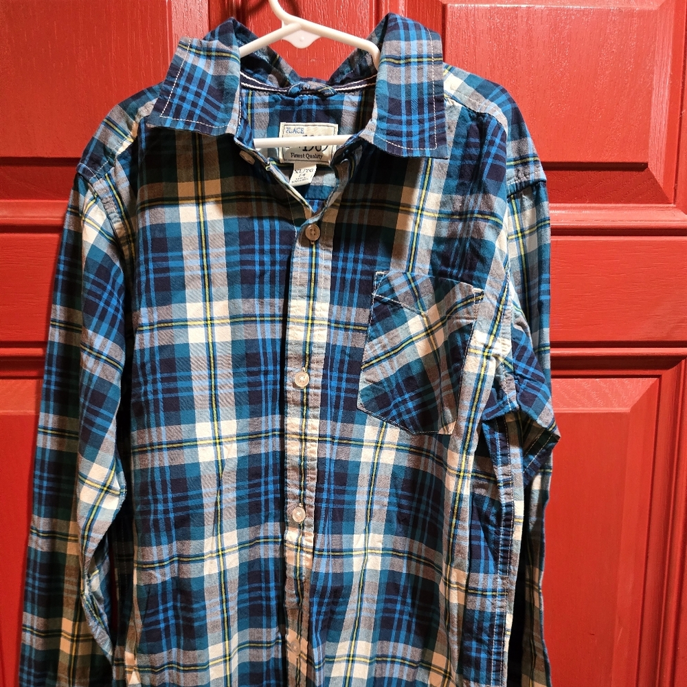 Boys Plaid Button Up.shirt Size 14